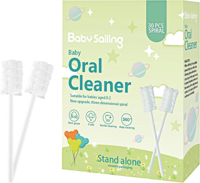 Foily 30-Pack Baby Tongue Cleaner Gauze– Gentle Newborn Oral Care, Disposable Toddler Tooth Brush for 0-24 Months Tooth Mouth Gum Clean (Square Style) - Image 1